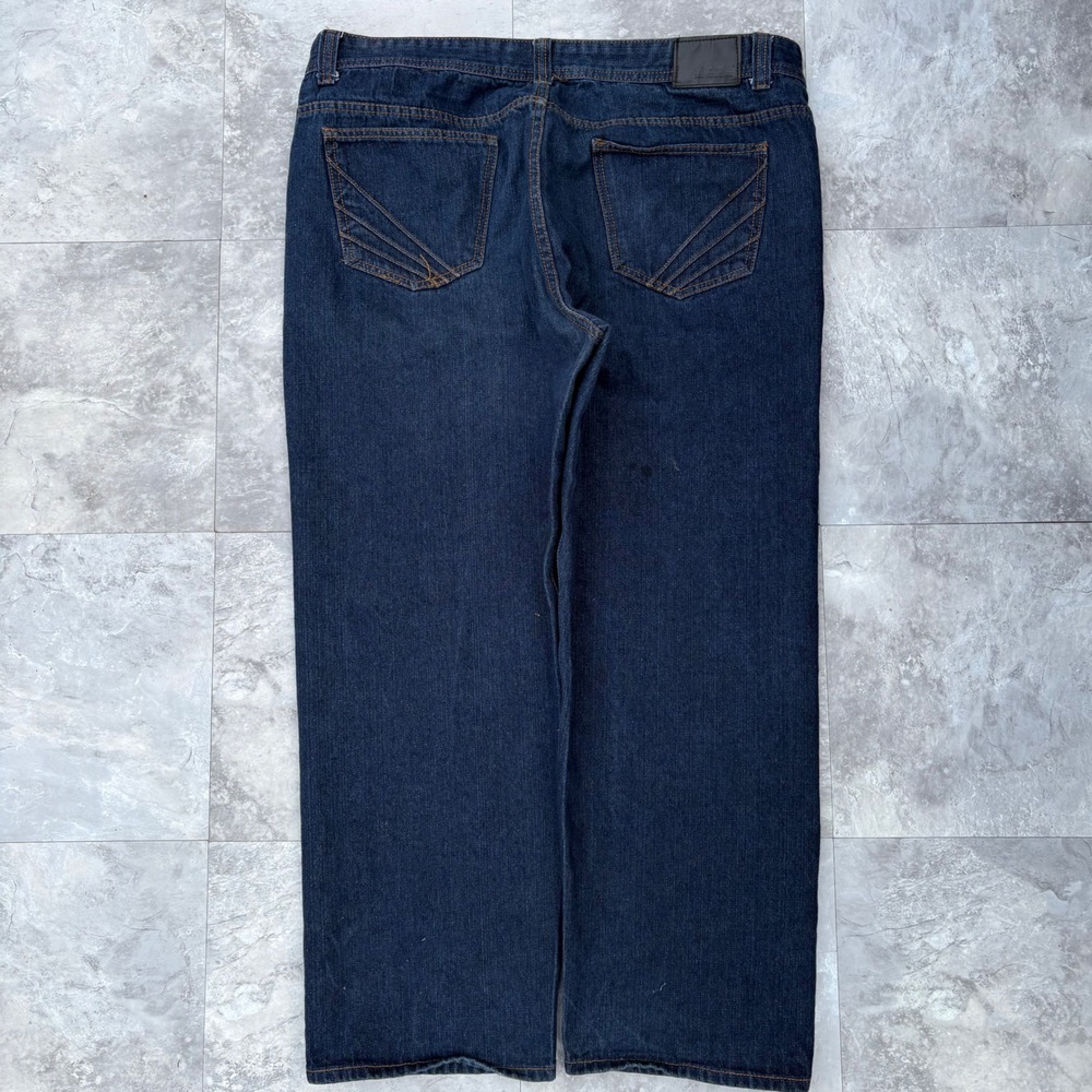 Akademiks Artfully Crafted Men Baggy Jeans 46x34 Indigo Blue Wide Leg Streetwear